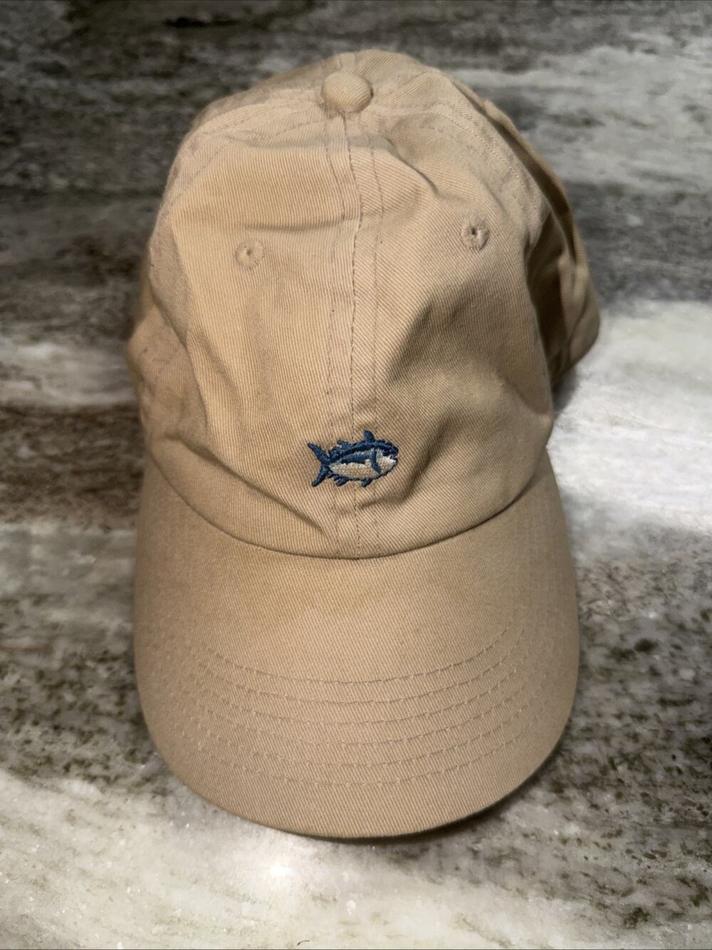Southern Tide Mini Skipjack Fabric Adjustable Strap Beige Tan Hat Baseball Cap E